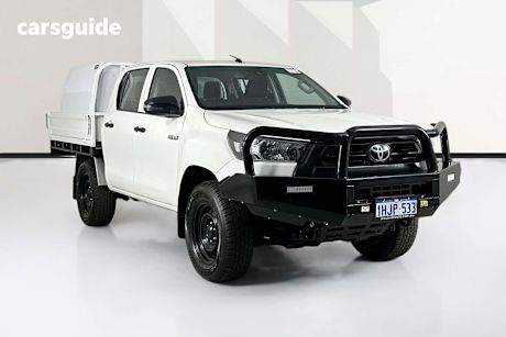 White 2021 Toyota Hilux Double Cab Chassis Workmate (4X4)