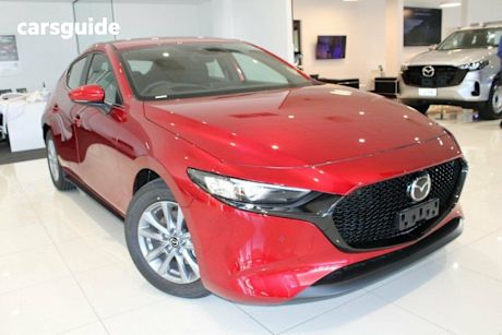 Red 2025 Mazda 3 Hatchback G20 Pure