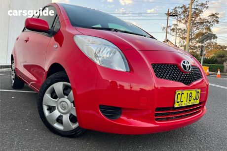 Red 2007 Toyota Yaris Hatchback Yrs