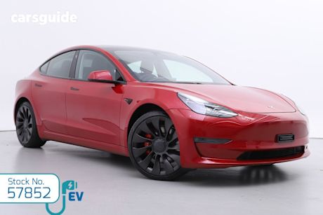 Red 2022 Tesla Model 3 Sedan Performance