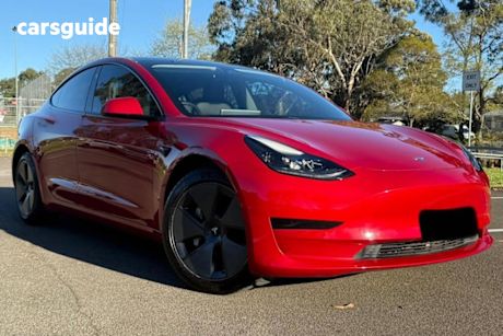 Red 2021 Tesla Model 3 Sedan STANDARD RANGE PLUS R