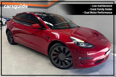 Red 2021 Tesla Model 3 Sedan PERFORMANCE 4WD