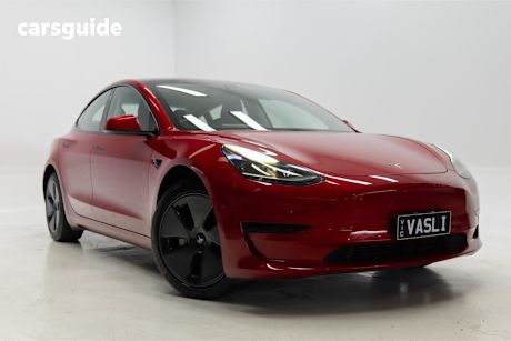 Red 2021 Tesla Model 3 Sedan STANDARD RANGE PLUS R