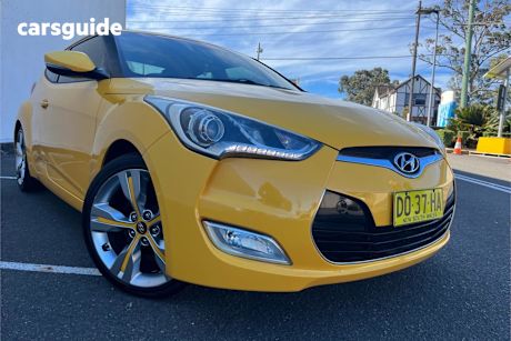 Yellow 2012 Hyundai Veloster Coupe +