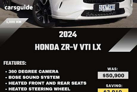 White 2024 Honda ZR-V Wagon Vti Lx