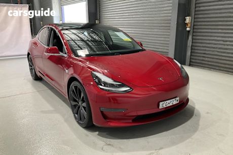 Red 2019 Tesla Model 3 Sedan Performance