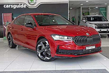 Red 2025 Skoda Superb Sedan Sportline 206Tsi (4X4)