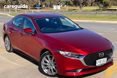 Red 2025 Mazda 3 Sedan G20 Evolve