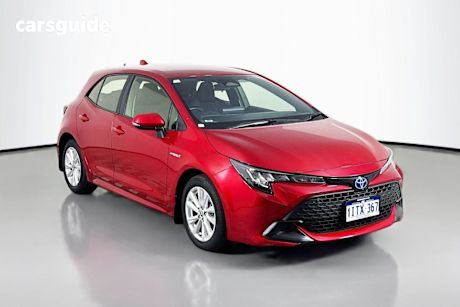Red 2023 Toyota Corolla Hatchback Ascent Sport Hybrid