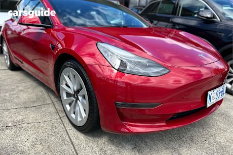 Red 2021 Tesla Model 3 Sedan Long Range Awd