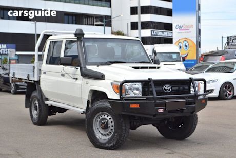 White 2019 Toyota Landcruiser Double Cab Chassis Workmate (4X4)