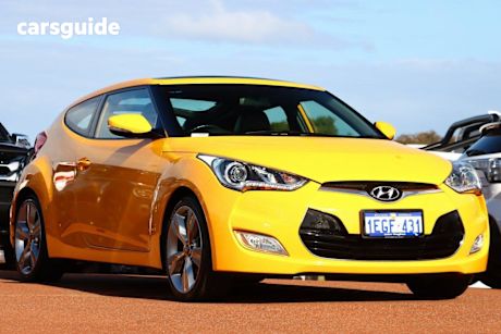 Yellow 2013 Hyundai Veloster Coupe +