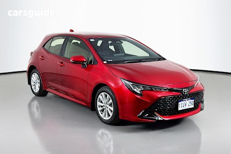 Red 2023 Toyota Corolla Hatchback Ascent Sport