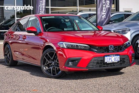 Red 2023 Honda Civic Hatchback E:Hev Lx