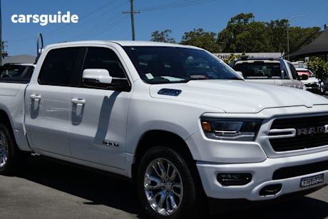 White 2023 Ram 1500 Crew Cab Utility Laramie Sport Rambox Mhev
