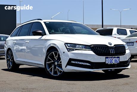 White 2021 Skoda Superb Wagon 206 Tsi Sportline