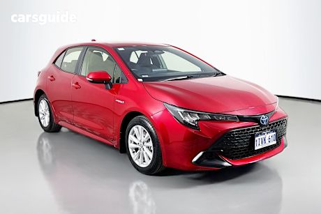 Red 2023 Toyota Corolla Hatchback Ascent Sport Hybrid