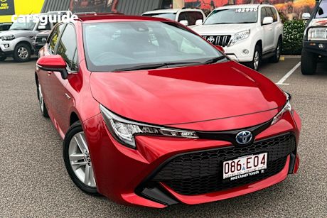Red 2021 Toyota Corolla Hatchback Ascent Sport Hybrid