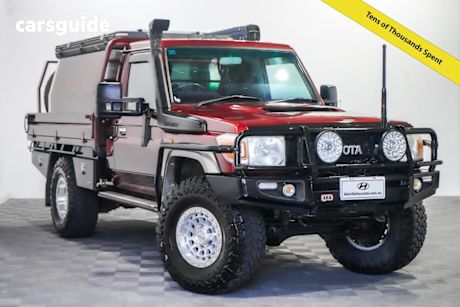 Red 2007 Toyota Landcruiser Cab Chassis Gxl (4X4)