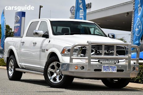 White 2019 RAM 1500 Crew Cab Utility Laramie (4X4) Fd3.9 W/Ramboxes