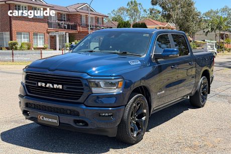 Blue 2024 RAM 1500 Crew Cab Utility Laramie Sport Rambox Mhev