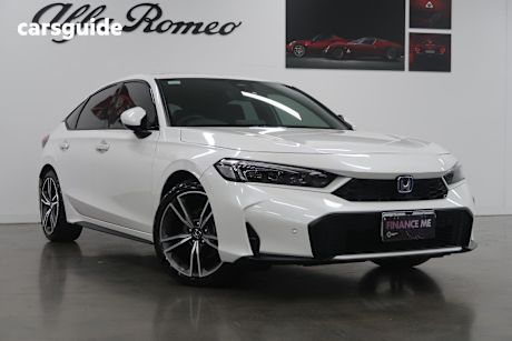 White 2025 Honda Civic Hatchback E:Hev Lx