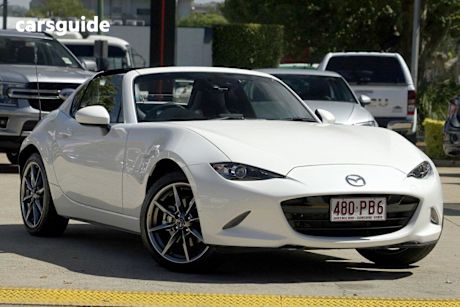 White 2023 Mazda MX-5 Convertible G20 Rf Gt Blk Roof T/Cotta Lth