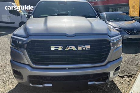 Silver 2025 RAM 1500 Crew Cab Utility Laramie Sport Rambox So H/Cane