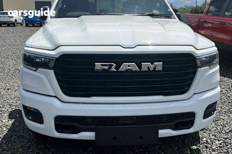 White 2025 RAM 1500 Crew Cab Utility Laramie Sport Rambox So H/Cane