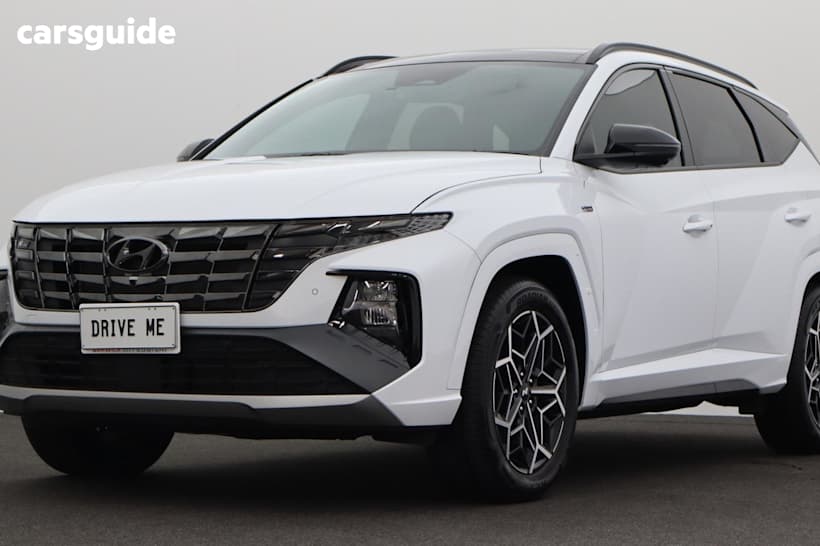White 2023 Hyundai Tucson SUV HIGHLANDER N LINE F