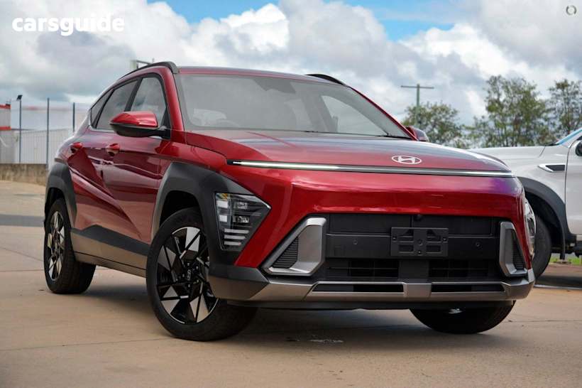 Red 2025 Hyundai Kona SUV HYBRID PREMIUM F