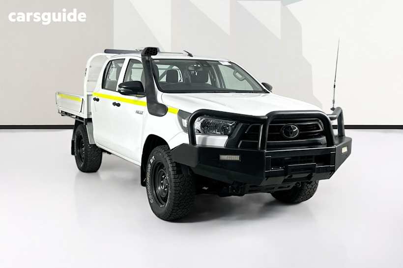White 2021 Toyota Hilux Double Cab Chassis Workmate (4X4)