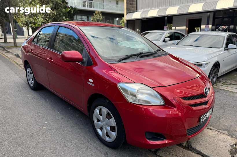 Red 2007 Toyota Yaris Sedan Yrs