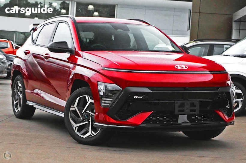 Red 2025 Hyundai Kona SUV HYBRID PREMIUM N LINE F
