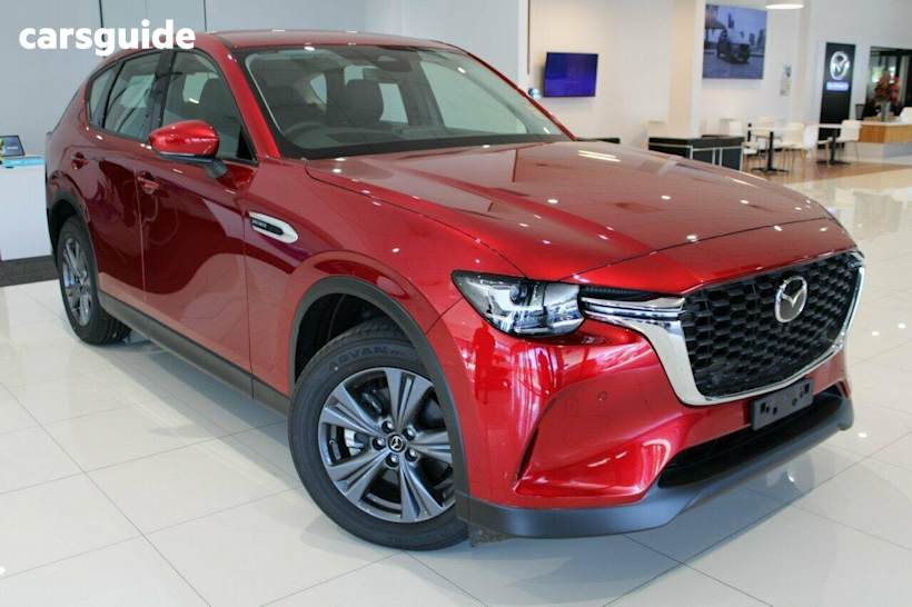 Red 2025 Mazda CX-60 Wagon G40E Evolve Hybrid