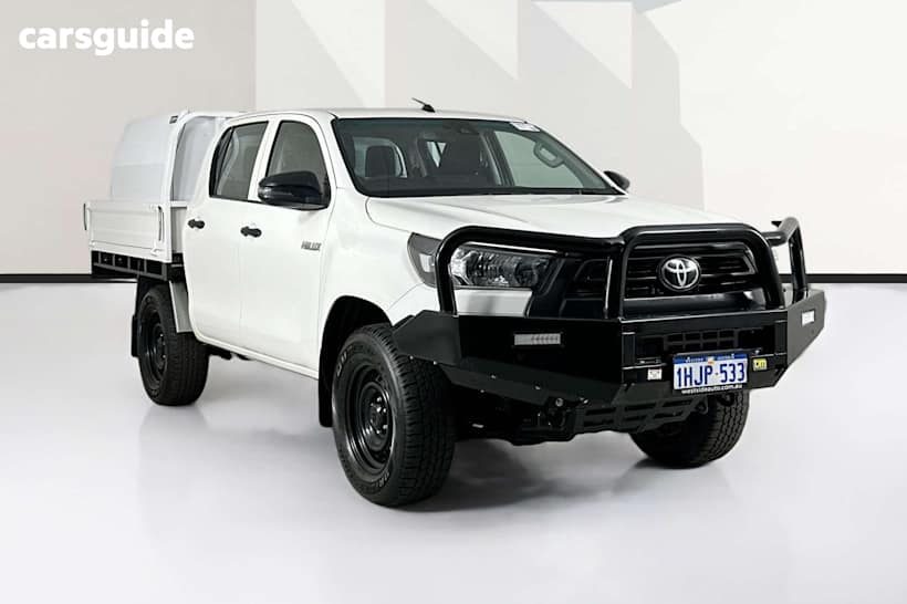 White 2021 Toyota Hilux Double Cab Chassis Workmate (4X4)