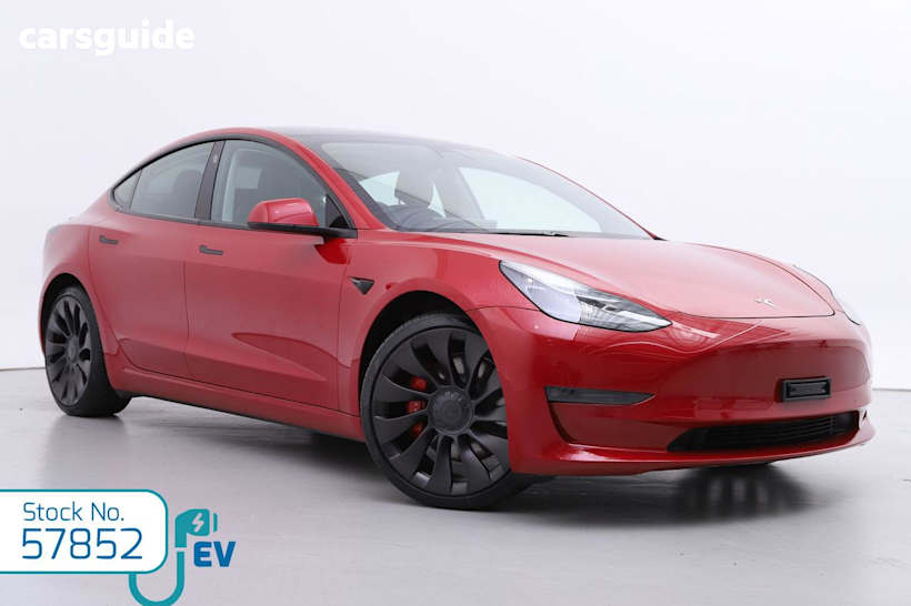 Red 2022 Tesla Model 3 Sedan Performance
